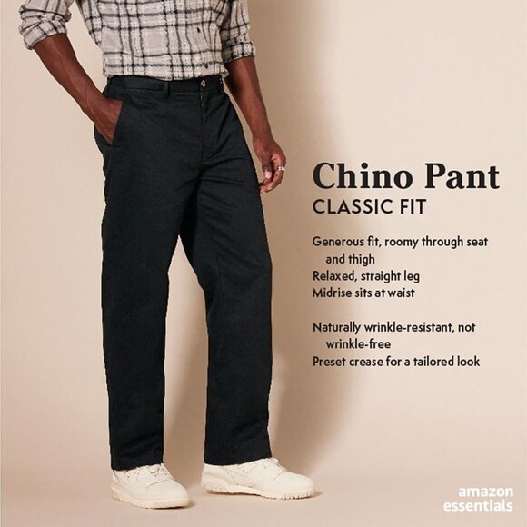 Men's Classic-Fit Wrinkle-Resistant Flat-Front Chino Pants - Big & Tall 28W-32L - Picture 2 of 11